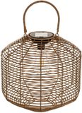 Atmosphera Solar tuin lantaarn - naturel - rotan kunststof - 30 x 30 cm - buiten - Led licht