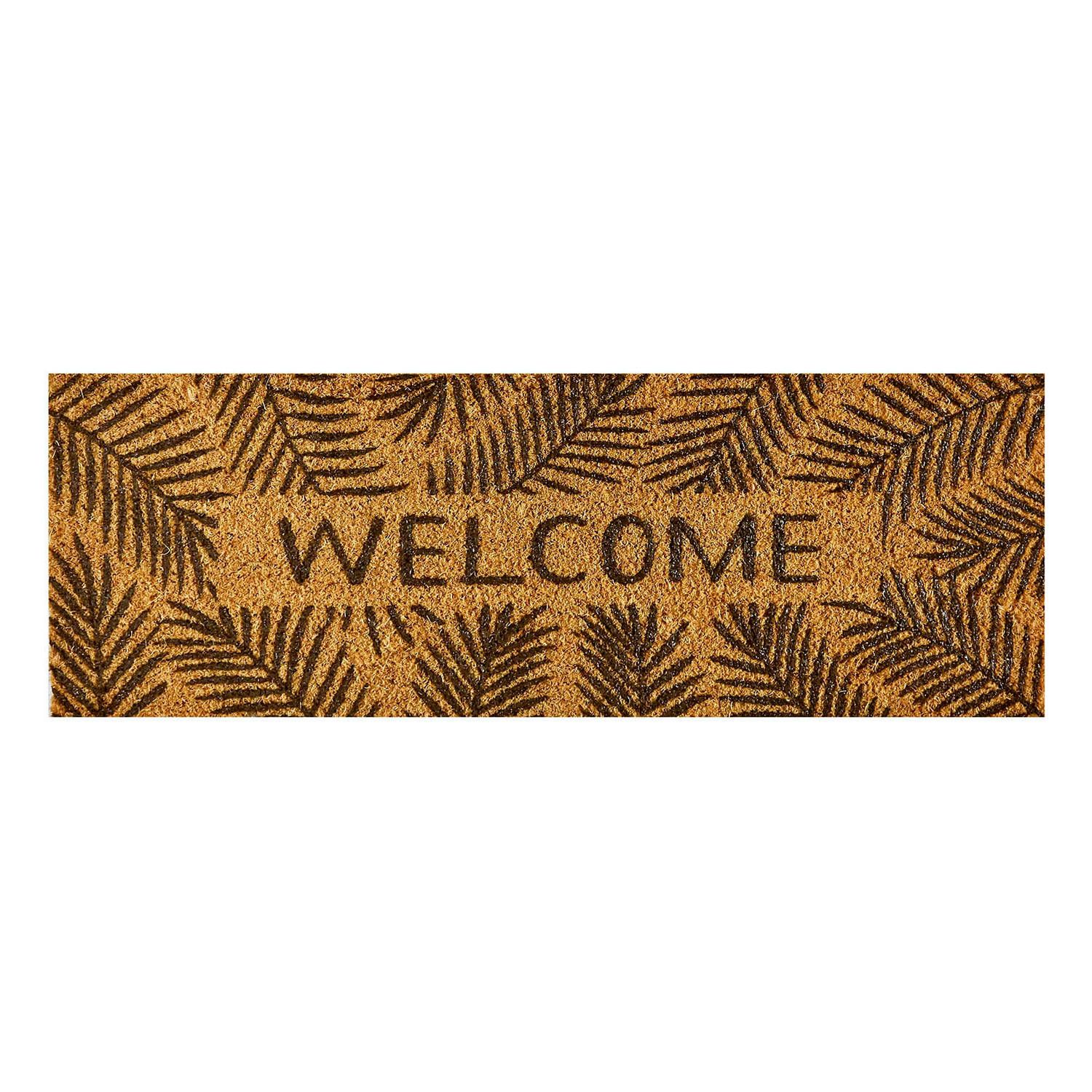 MD-Entree kokosmat - Finesse XS - Leaves Welcome - 26 x 75 cm - Bruin - Meerkleurig