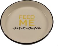 Duvo Laroy Group Eetkom keramiek - Feed Me Meow - voerbak Hond en kat - Zwart - 360 ml - 15 cm