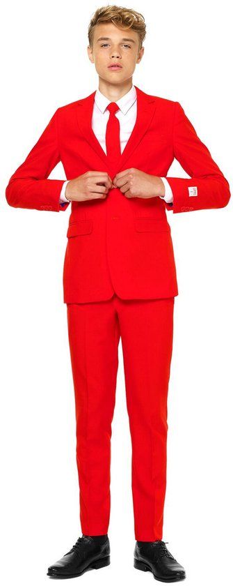OppoSuits Red Devil Jongens Pak - Rood - Maat 134/140