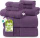 Utopia Handdoeken, 8-delige premium handdoekenset, 2 badhanddoeken, 2 handdoeken en 4 washandjes, 100% ringgesponnen katoen, zeer absorberend, voor badkamer, sporten en hotel (pruimkleur)