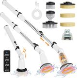 Nettoyeur de salle de bain amélioré IPX7 - Brosse de nettoyage de douche électrique avec manche réglable, brosse à récurer avec manche