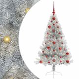 vidaXL - Kunststof - Voorverlichte - Kerstboom - met - 150 - LED - Zilver - 120 - cm - PET