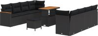 vidaXL Tuinbank Set 11-delig Zwart Polyrattan