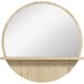 Miroir de salle de bain rond en aggloméré et verre avec étagère de rangement et 2 crochets arrière, Ø45 x 10 cm