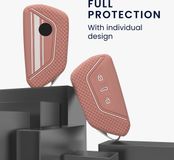 kwmobile VW Golf 8 3-knops autosleutel hoesje - wit / roségoud