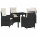vidaXL Eettafel Set 5-delig Zwart en Crèmewit Polyrattan