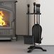 Unyqoos® Set de cinq pièces d'outils de cheminée en fonte avec support élégant