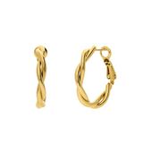 Lucardi Dames Stalen goldplated oorringen gedraaid