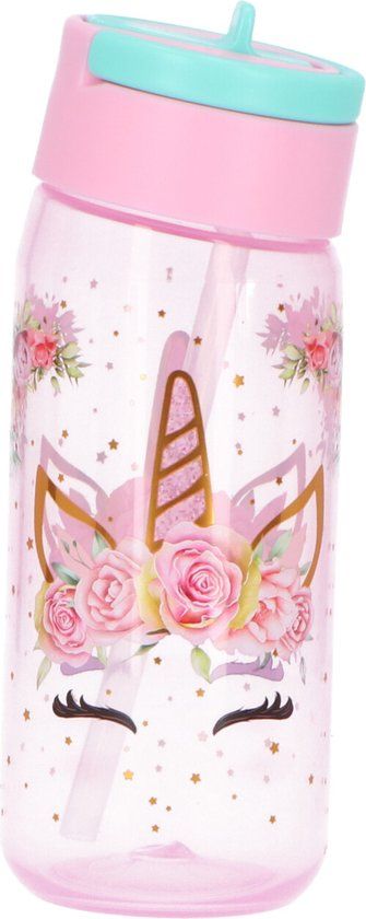 Basic DUO TABLEWARE Unicorn Waterfles Blauw Kunststof 0.60 L