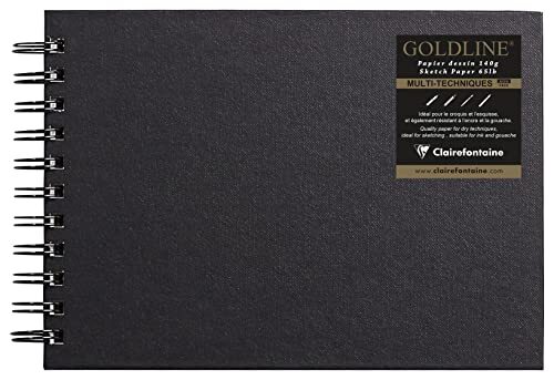 Clairefontaine 34257C schetsboek met dubbele spiraal dwars goudine, DIN A5, 21 x 14,8 cm, 140 g, wit