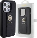 Guess GUHCP15LPGSSADK iPhone 15 Pro black hardcase Grip Stand 4G Saffiano Strass