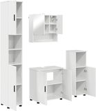 vidaXL Badkamermeubel Set 4 stuks Hoogglans wit Bewerkt hout & Metaal
