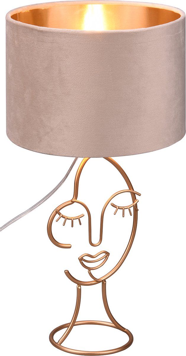 BES LED Trion Marco Tafellamp - E27 - Rond - Ø24cm - Mat Beige - Aluminium