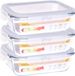 B-home 3x vershoudbakje/lunchbox - luchtdicht - met clips - glas - 21 x 16 cm - 1040 ml