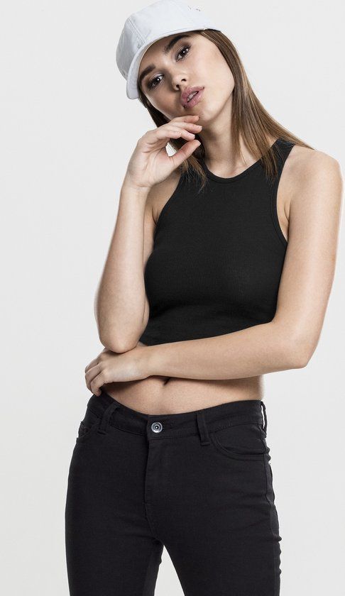 Urban Classics Ladies Cropped Rib Top - Zwart - XS