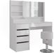 Vicco Kaptafel Sherry Blanc/Blanc Laqué 119.8 cm avec miroir et tabouret