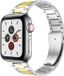 Qubix - Bracelet à maillons en acier - Argent avec or - Convient pour Apple Watch 44mm / 45mm / 46mm / 49mm