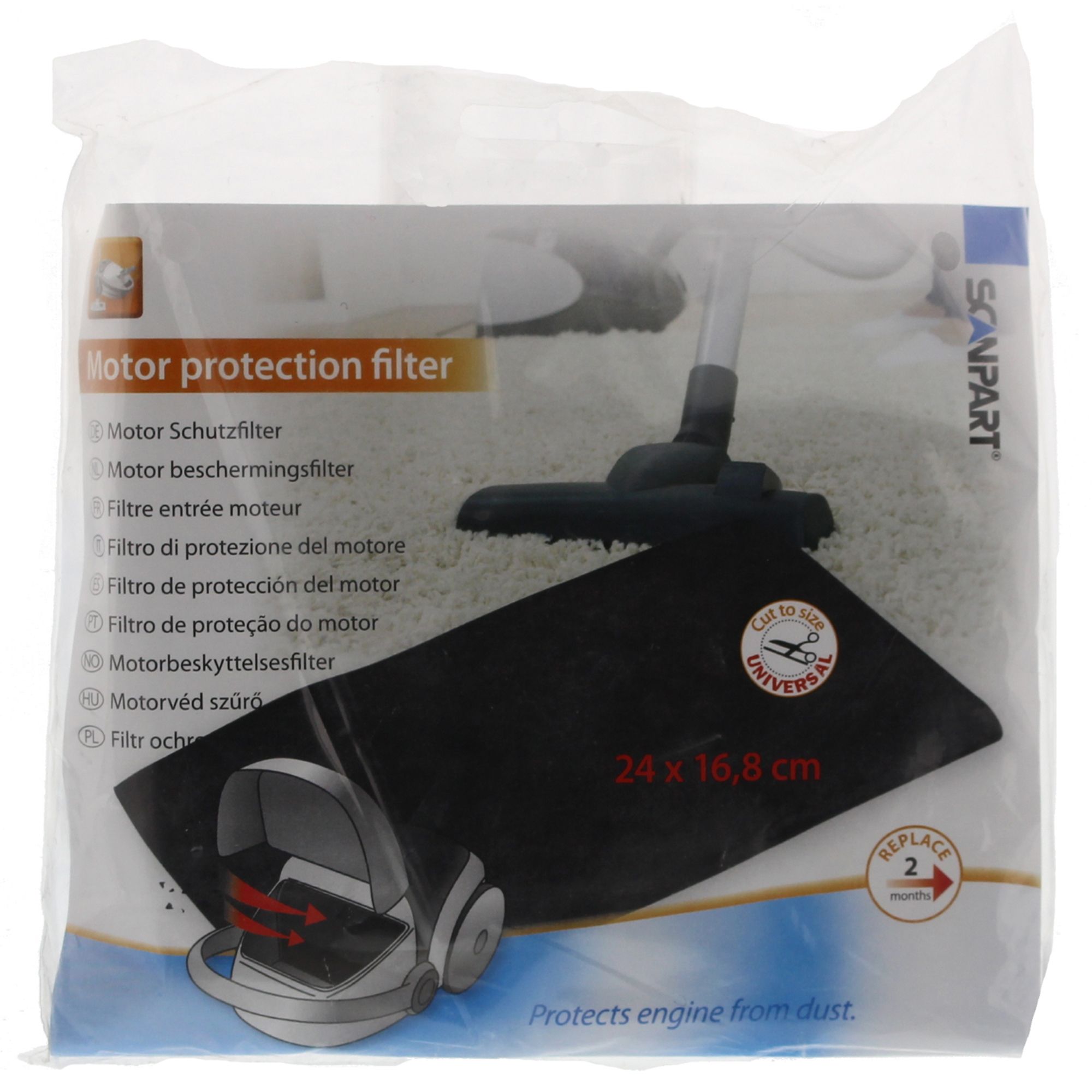 SCANPART 2684000006 Cilinderstofzuiger Filter - Zwart - 168x240mm