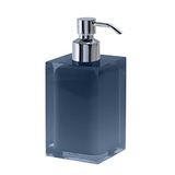 GEDY Auckland Zeepdispenser van transparante hars, kleur petrolblauw, afmetingen 16,2 x 7 x 7 cm en gewicht 0,4 kg