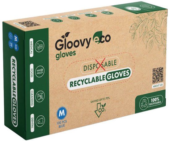 Gloovy Eco gloves - Duurzame Huishoudhandschoenen - Blauw M - 100 stuks
