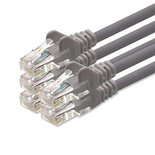 1aTTack CAT5 UTP netwerkpatchkabel met 2x RJ45-connectoren, set van 5, grijs, 1 meter