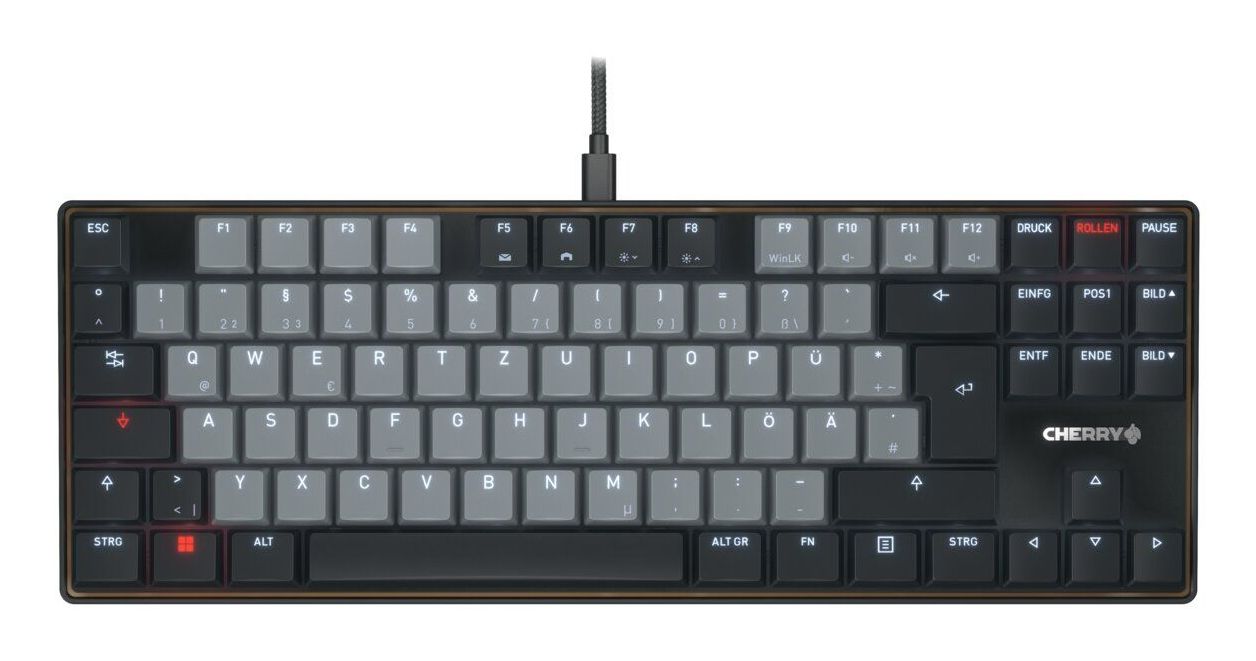 CHERRY KC 500 MX LP TKL Toetsenbord Thuis/Werk USB QWERTZ Duits Zwart, Grijs