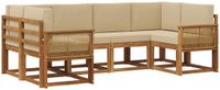 vidaXL - Buiten - bank - set - 6 - st - Natuurlijk - en - Beige - Massief - Acacia - Hout