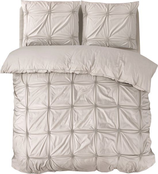 Sleeptime Punch pintuck Dekbedovertrek - 140x200/220 + 1 x kussensloop 60x70 - Taupe