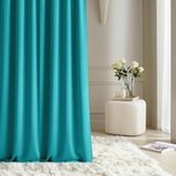 ROOM99 Aura Gordijn met zilveren ringen, 140 x 260 cm breed x hoogte, verduisterend, schuifgordijnen, decoratief, modern gordijn, woonkamer, slaapkamer, turquoise
