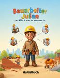 Bauarbeiter Julian: Malbuch für Kinder - Baumaschinen und Baustellen