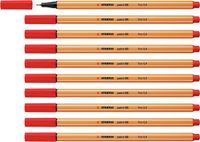 STABILO point 88 - Premium Fineliner - Fine 0,4 mm – Licht Rood – Doos 10 stuks