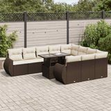 Maison Exclusive - Ensemble de meubles de jardin 11 pièces avec canapé et coussins, marron, en polyrotin