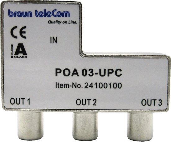 Braun Telecom Coax splitter - Braun Telecom (Vrouwelijk naar 3 x mannelijk)