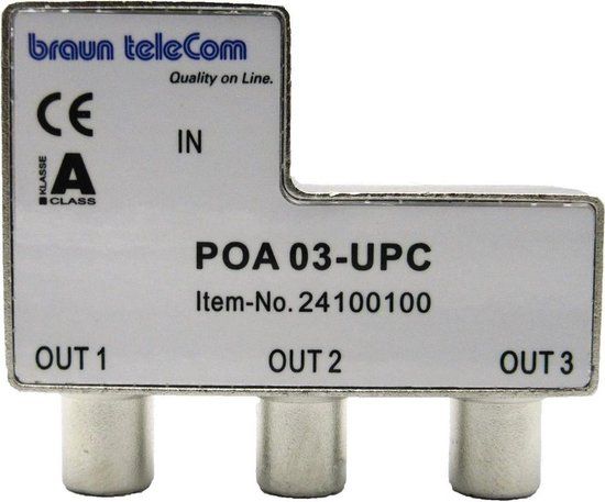 Braun Telecom TV splitter POA 03-UPC met 3 uitgangen - wit
