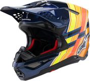 Alpinestars S-M10 TLD Edition 25 Donkerblauw Oranje Geel Fluo Rood Offroad Helm Maat XL