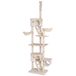 lionto XXL krabpaal voor katten met sisal & pluche, hoogte 230-250 cm, kattenboom met pluchen ballen incl. belletjes & hangmatten, tunnels & grotten, geschikt voor kleine & grote katten, beige/wit