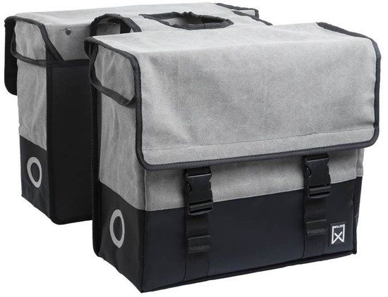WILLEX Dubbele Fietstas Canvas 40L Grijs/Mat Zwart - 5425023134283