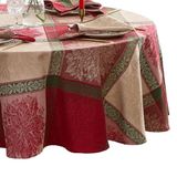 Elrene Home Fashions Prestige Poinsettia jacquard geweven katoenen kerst/vakantie ovaal tafelkleed, 152 x 213 cm