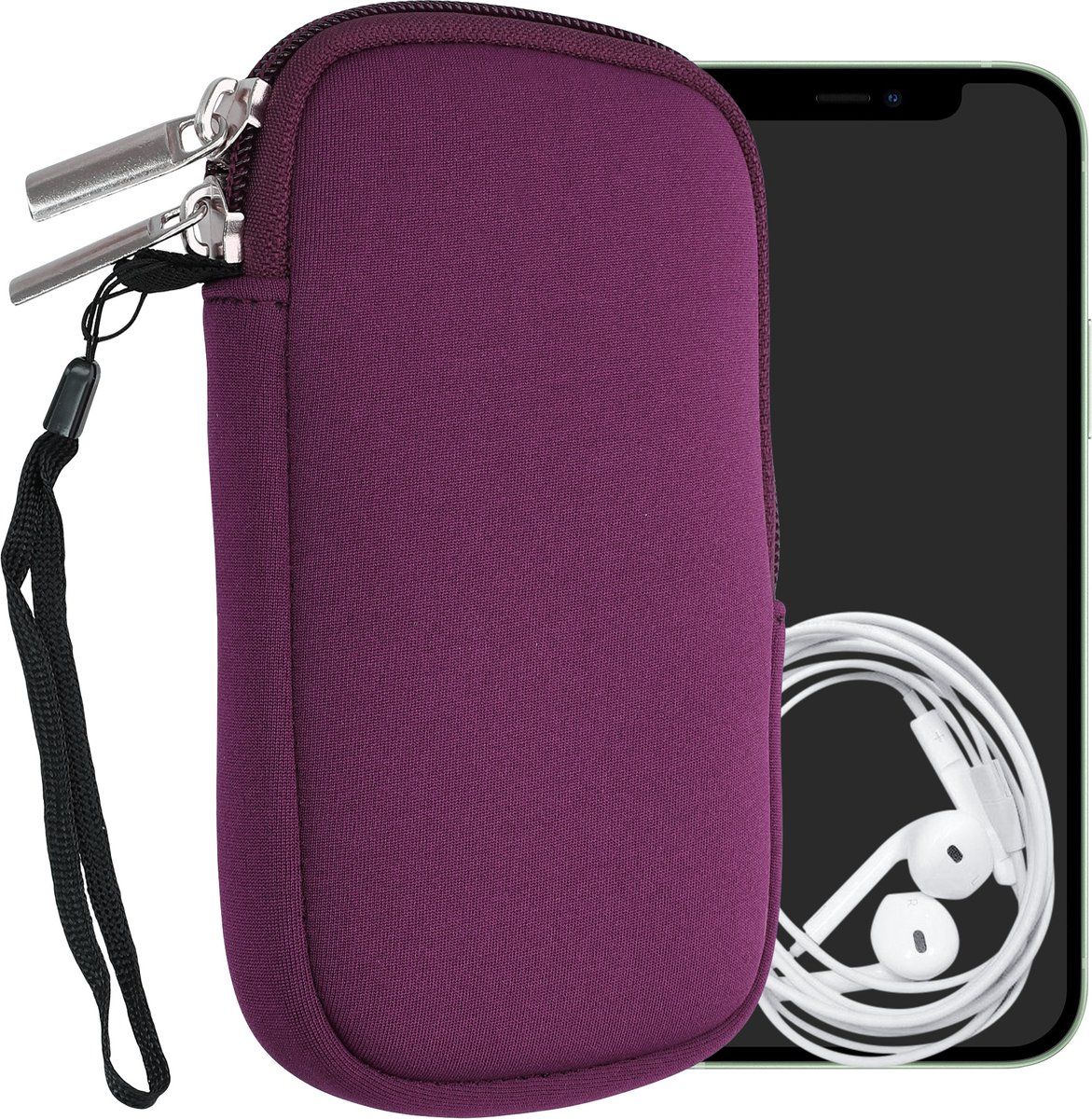 kwmobile Tasje voor smartphones S - 4,5" - Insteekhoesje van neopreen in braam - Maat: 14,4 x 8,3 cm