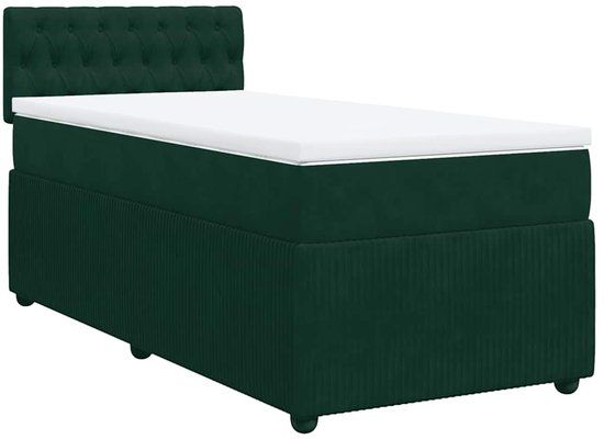 vidaXL Boxspring met matras fluweel donkergroen 100x200 cm