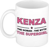 Bellatio Decorations naam cadeau mok - Kenza - Woman Myth Supergirl - koffiemok - 300 ml - collega - moederdag