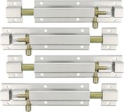 AMIG schuifslot/plaatgrendel - 4x - aluminium - 25cm - wit - incl schroeven - deur - raam
