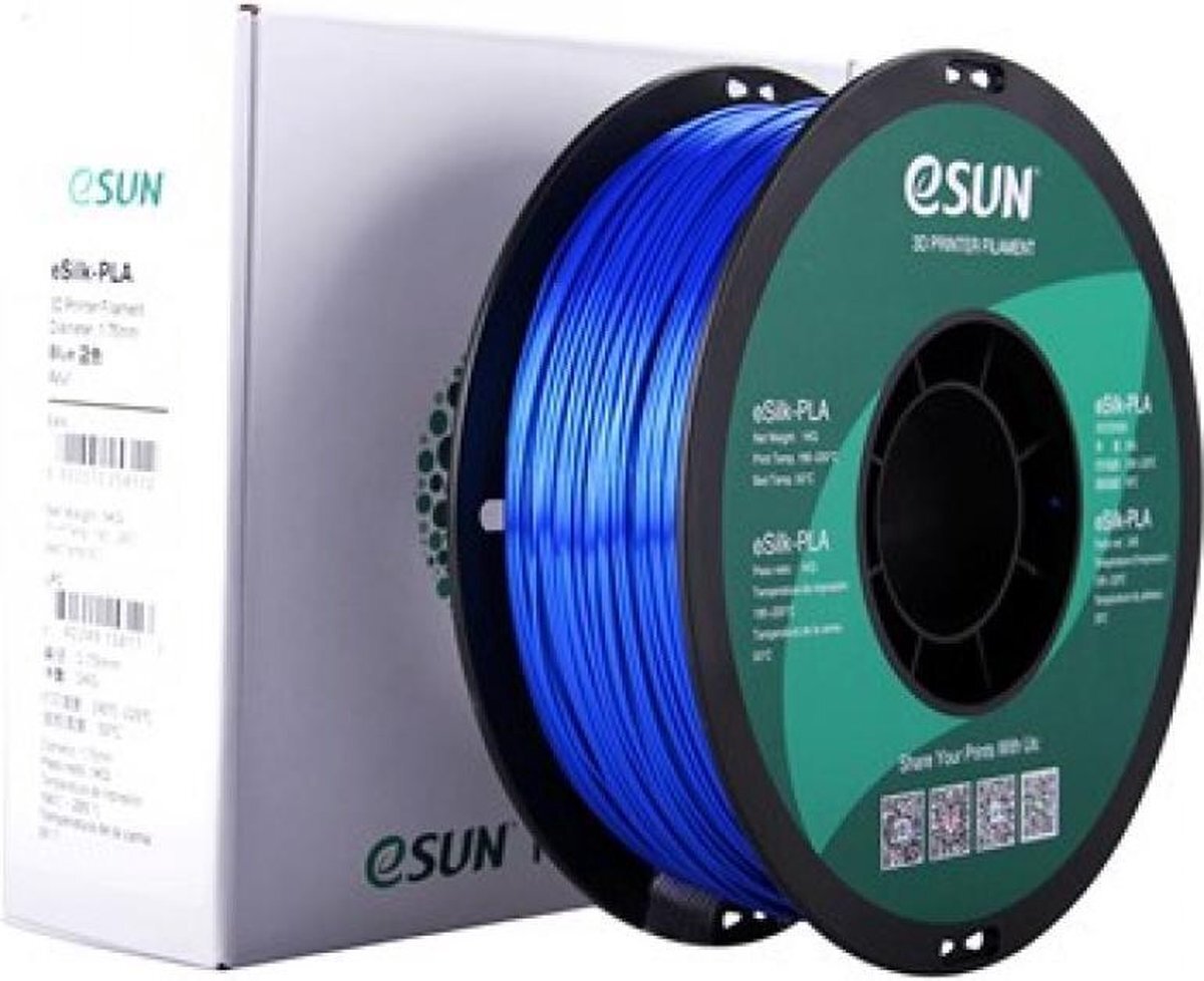 ESUN Blauw eSilk-PLA filament – 1,75mm – 1kg