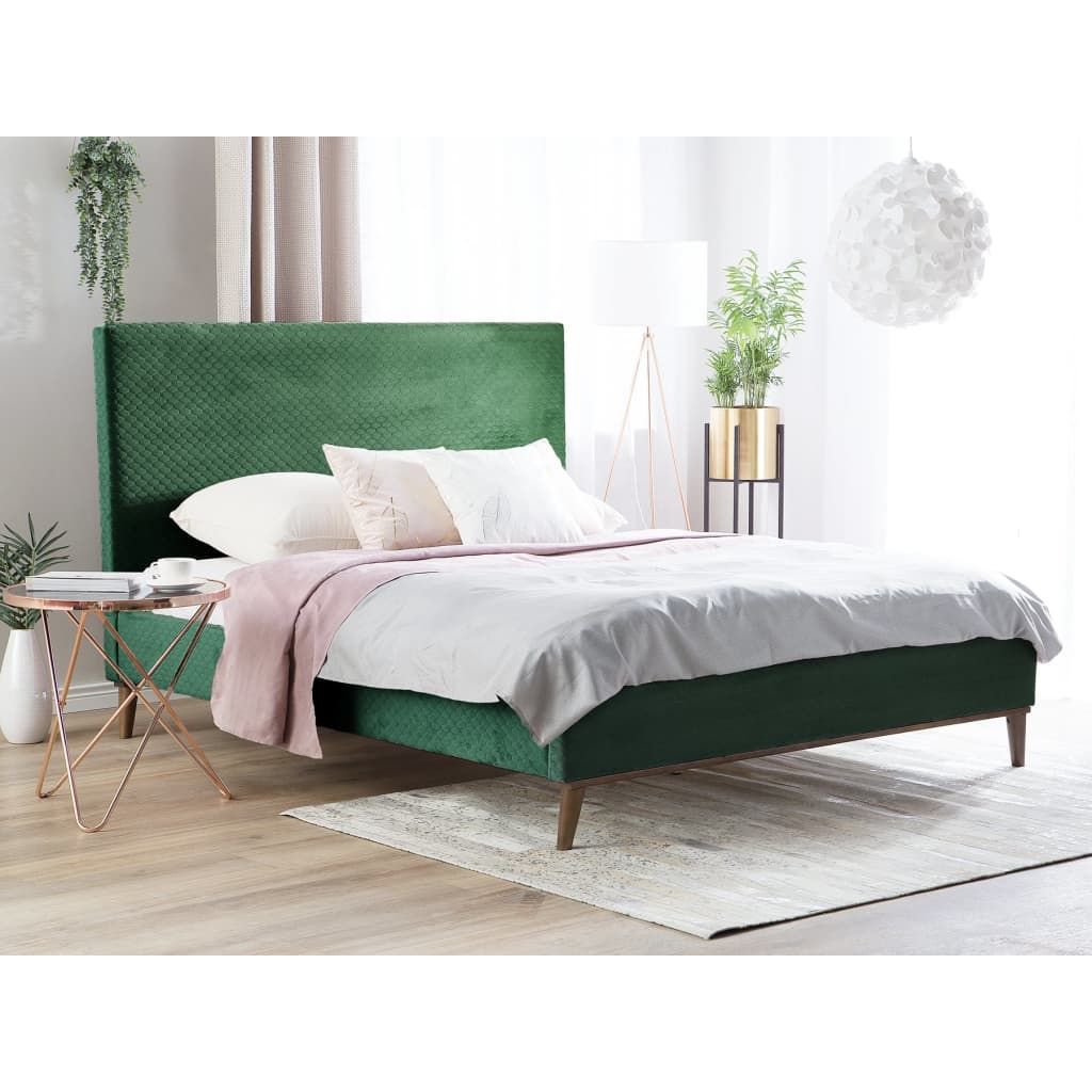 Beliani BAYONNE Bed Groen 140x200 cm Fluweel