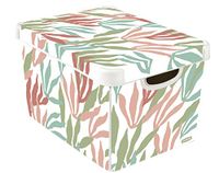 CURVER Deco Stockholm L 22 l - Decor Modern Leaves, wit, 39,5 x 29,5 x 24 cm