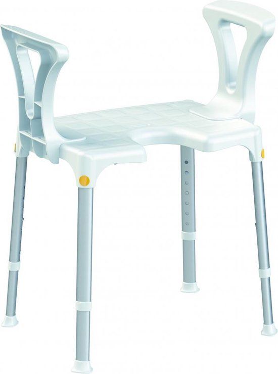 Douchekruk met uitsparing & armsteunen - Wit - Aluminium - 46 cm