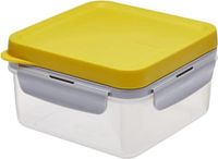 Merkloos Lunchbox, broodtrommel met 2 vakken, van hoogwaardig, transparant kunststof, BPA-vrij, lekvrij, vierkant, 1,2 liter, geel