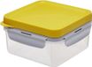 Merkloos Lunchbox, broodtrommel met 2 vakken, van hoogwaardig, transparant kunststof, BPA-vrij, lekvrij, vierkant, 1,2 liter, geel
