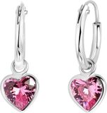 Lucardi Meisjes Oorring met plating - Hart - Zirkonia - Cadeau - 925 Zilver - Zilverkleurig